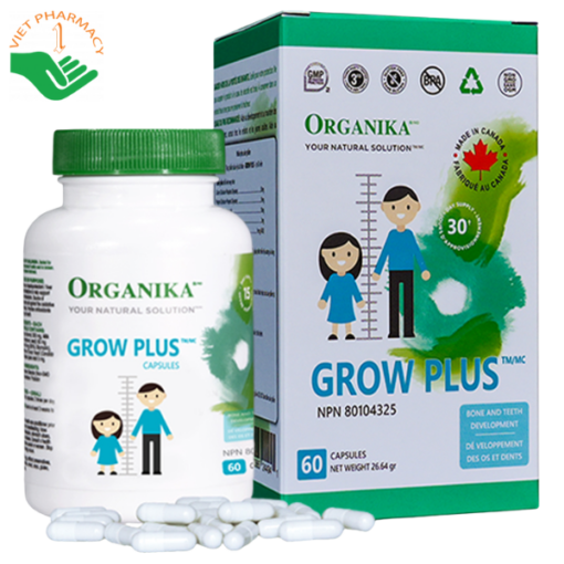 Viên uống bổ sung và phát triển chiều cao Organika Grow Plus (Lọ 60 viên)
