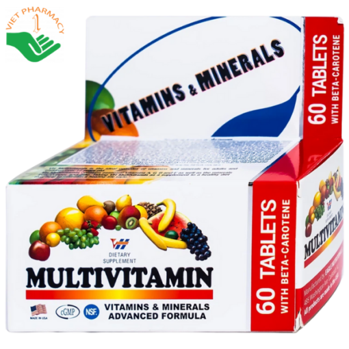 Viên uống bổ sung Vitamin và khoáng chất hỗ trợ tăng cường sức khỏe Multivitamin Nutrimed (Hộp 60 Viên)