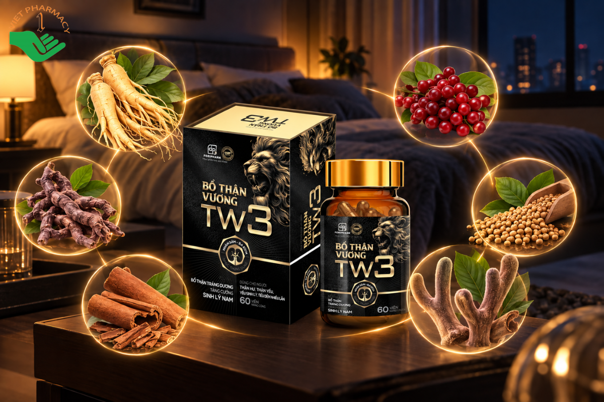 Viên uống Bổ Thận Vương TW3 bổ thận tráng dương, tăng cường sinh lý, hỗ trợ trị rối loạn cương, xuất tinh sớm, cải thiện chất lượng và số lượng tinh trùng (Hộp 60 viên)
