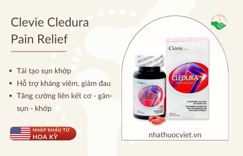 Viên uống bổ xương khớp của Mỹ Clevie Cledura Pain Relief