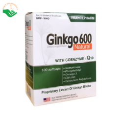 Viên uống Ginkgo 600 Natural With Coenzyme Q10 tăng cường lưu thông máu (10 vỉ x 10 viên)