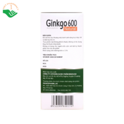 Viên uống Ginkgo 600 Natural With Coenzyme Q10 tăng cường lưu thông máu (10 vỉ x 10 viên)