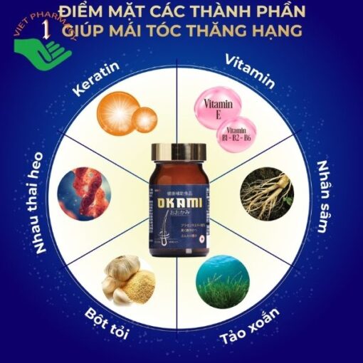 Viên uống giúp tóc chắc khỏe Okami 180 viên