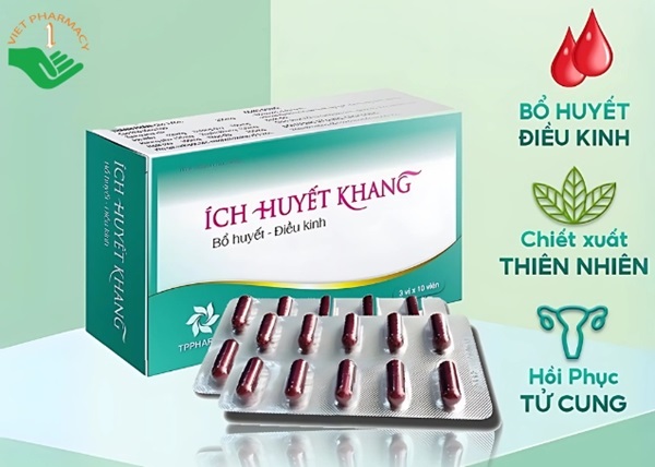 Viên uống hỗ trợ bổ huyết điều kinh Ích Huyết Khang (Hộp 3 vỉ x 10 viên)