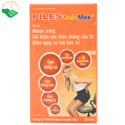 Viên uống Piles Gold Max cải thiện triệu chứng, giảm nguy cơ táo bón, trĩ (hộp 30 viên)