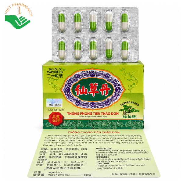 Viên uống Thống Phong Tiên Thảo Đơn hỗ trợ giảm đau nhức xương khớp (Hộp 30 viên)