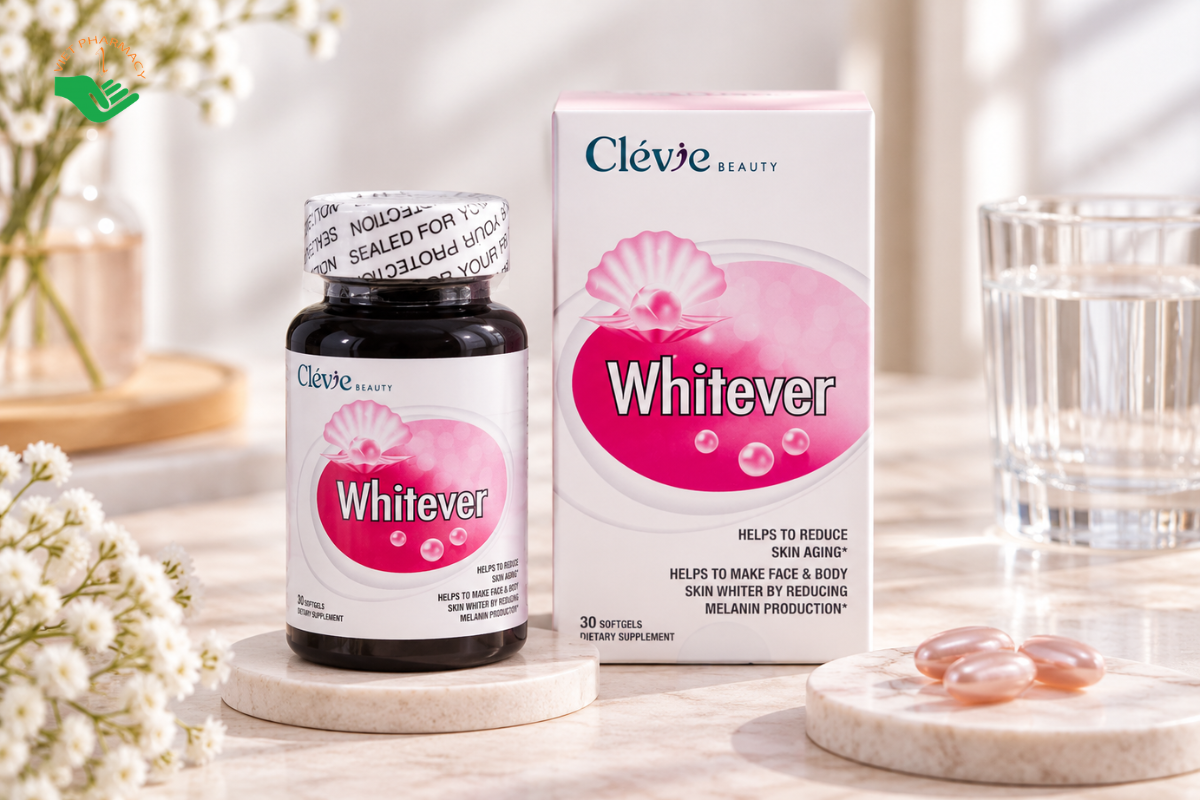 Viên uống hỗ trợ trắng da Clevie Whitever