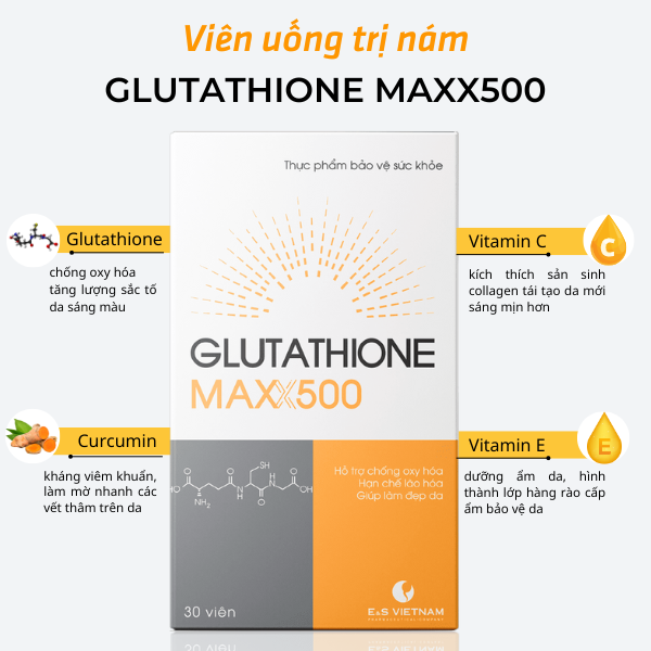 Viên uống trị nám trắng da Glutathione Maxx500