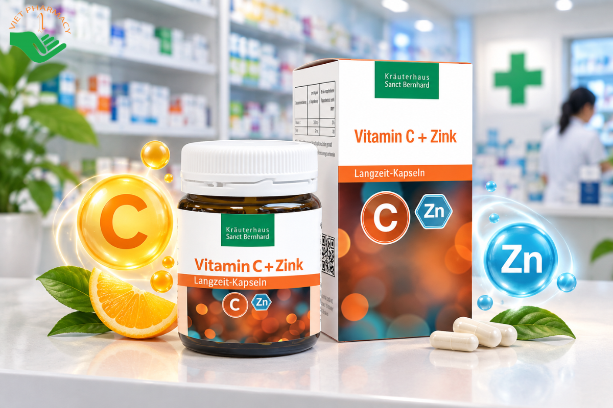 Viên uống Vitamin C + Zink Sanct Bernhard hỗ trợ tăng cường đề kháng (Hộp 60 viên)