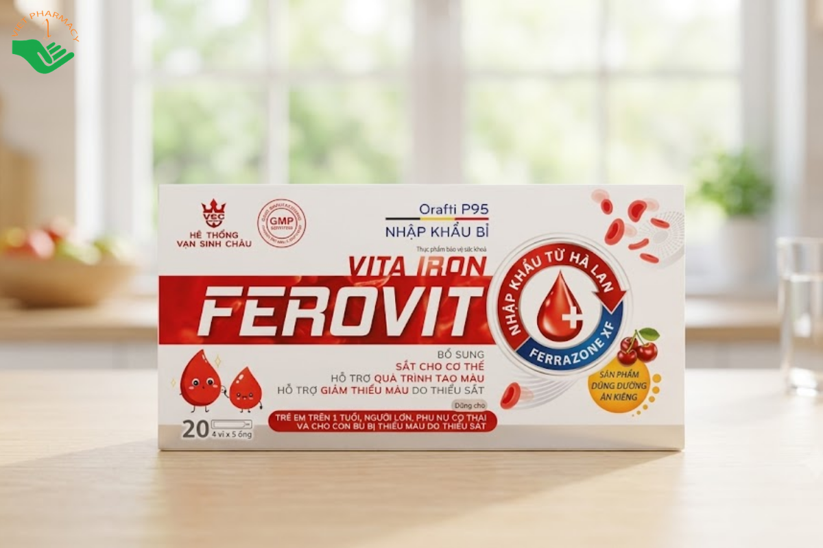Viên uống bổ sung sắt dạng nước VITA IRON FEROVIT (hộp 20 ống x 10ml)