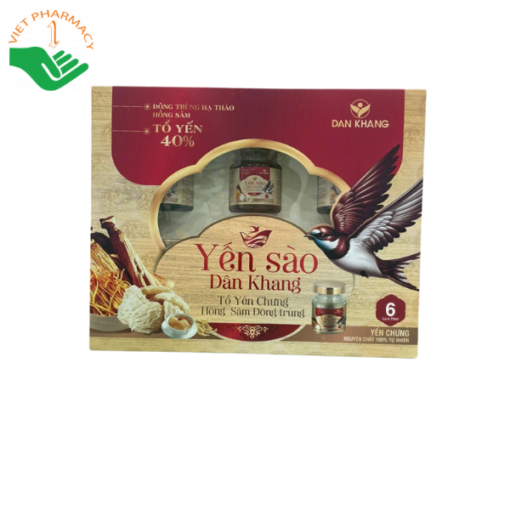 Yến sào Dân Khang tổ yến chưng - Hồng sâm đông trùng 40% (6 lọ x 40ml)