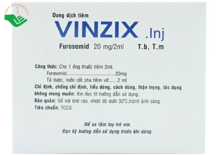 Dung dịch Vinzix 20mg/2ml Vinphaco điều trị phù trong suy tim sung huyết (10 vỉ x 5 ống x 2ml)
