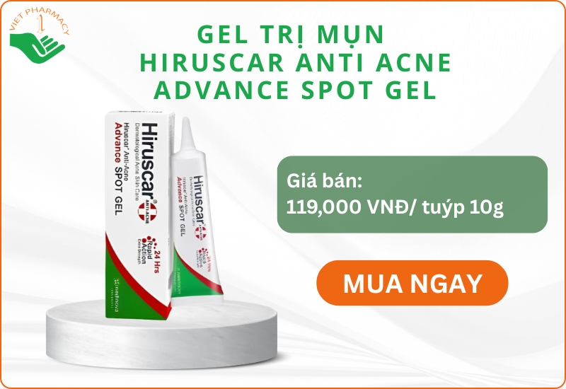 Gel ngăn ngừa mụn Hiruscar Anti Acne Advance Spot Gel
