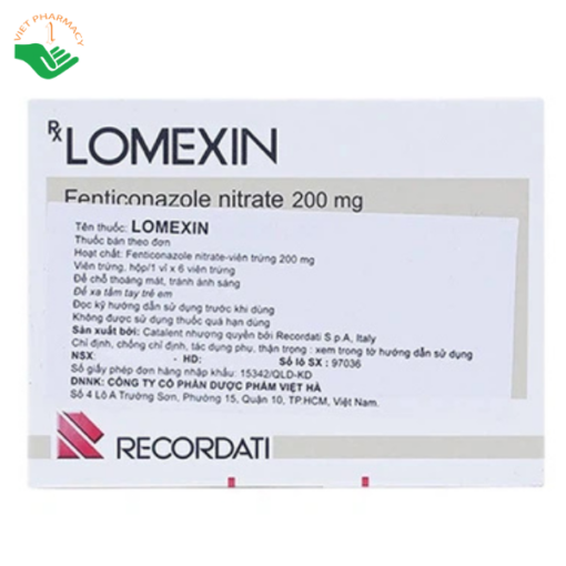 Lomexin 200mg trị nhiễm nấm Candida âm hộ - âm đạo (1 vỉ 6 viên)