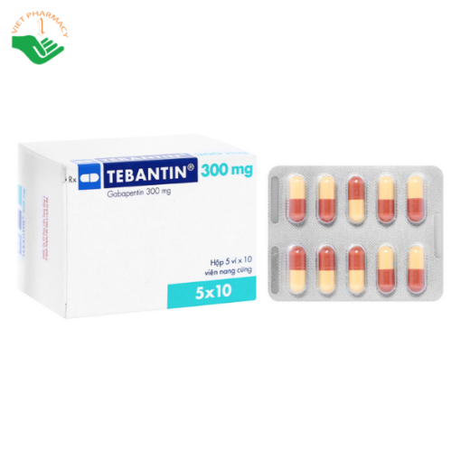 Tebantin 300mg trị động kinh, đau dây thần kinh ngoại biên (5 vỉ x 10 viên)