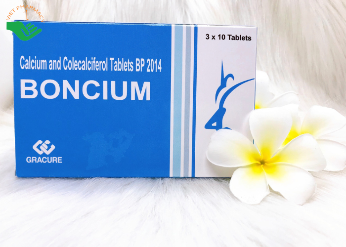 Thuốc Boncium Gracure phòng và điều trị thiếu Canxi và Vitamin D3 (3 vỉ x 10 viên)