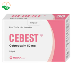 Thuốc Cebest Cefpodoxim 50mg Merap Group điều trị các bệnh nhiễm khuẩn từ nhẹ đến trung bình (20 gói)