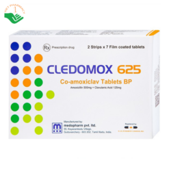 Thuốc Cledomox 625 Tenamyd điều trị các trường hợp nhiễm khuẩn (2 vỉ x 7 viên)