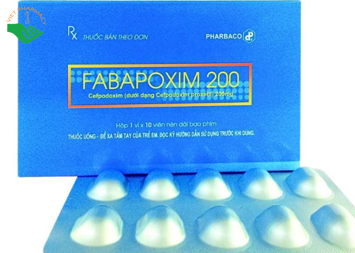 Thuốc Fabapoxim 200 Pharbaco điều trị nhiễm khuẩn hô hấp trên (1 vỉ x 10 viên)