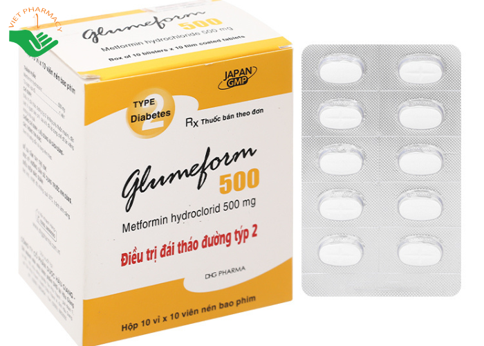 Thuốc Glumeform 500 DHG điều trị bệnh đái tháo đường típ 2 (10 vỉ x 10 viên)