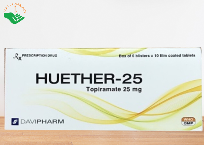 Thuốc Huether-50 Davipharm điều trị cơn động kinh khởi phát, dự phòng đau nửa đầu (6 vỉ x 10 viên)