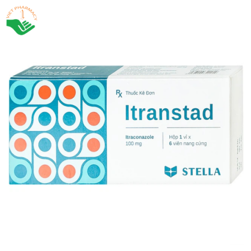Thuốc Itranstad 100mg Stella điều trị nấm Candida ở miệng, họng, âm đạo, âm hộ (1 vỉ x 6 viên)
