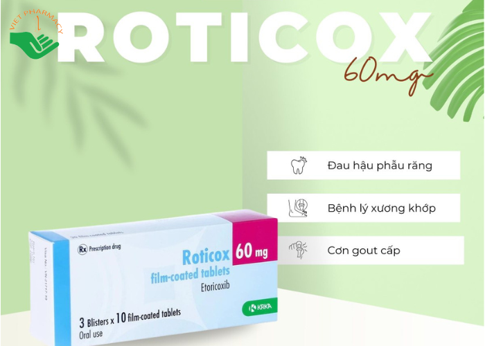 Thuốc Roticox 60mg KRKA giảm viêm xương khớp (3 vỉ x 10 viên)