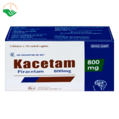 Viên nén Kacetam 800mg Khapharco điều trị rung giật cơ có nguồn gốc vỏ não, thiếu máu não (3 vỉ x 10 viên)