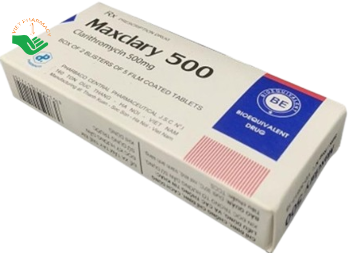 Viên nén Maxclary 500 Pharbaco điều trị viêm amidan, viêm tai giữa, viêm xoang cấp (1 vỉ x 10 viên)