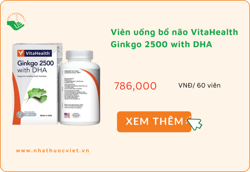 Viên uống bổ não VitaHealth Ginkgo 2500 with DHA