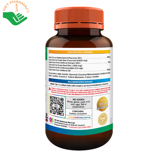 TP - Thực phẩm bảo vệ sức khỏe Holistic Way Premium Deer Placenta Fresh 9,000 mg
