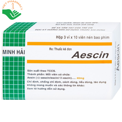 Thuốc điều trị thiểu năng tĩnh mạch, tụ máu Aescin 40mg Minh Hải