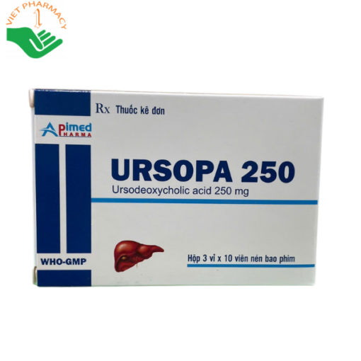 Thuốc điều trị xơ gan ứ mật, sỏi túi mật cholesterol Ursopa 250mg