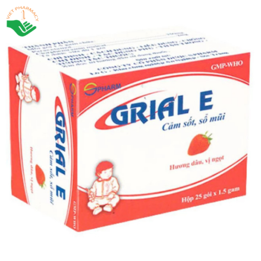 Bột uống Grial E giúp giảm các triệu chứng cảm sốt và sổ mũi (Hộp 25 gói)