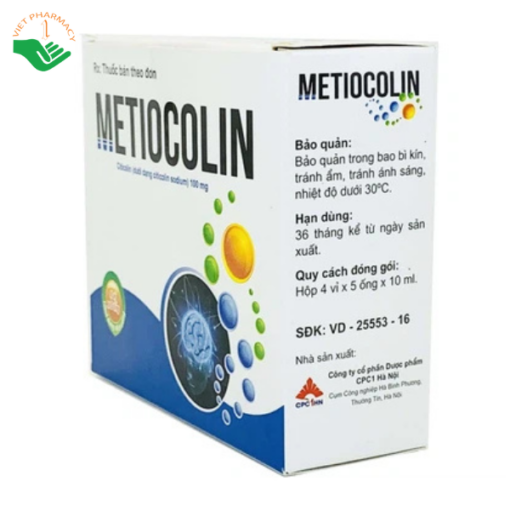 Dung dịch uống Metiocolin 100mg CPC1 Hà Nội điều trị cho trẻ có trí tuệ kém chậm phát triển (4 vỉ x 5 ống x 10ml)