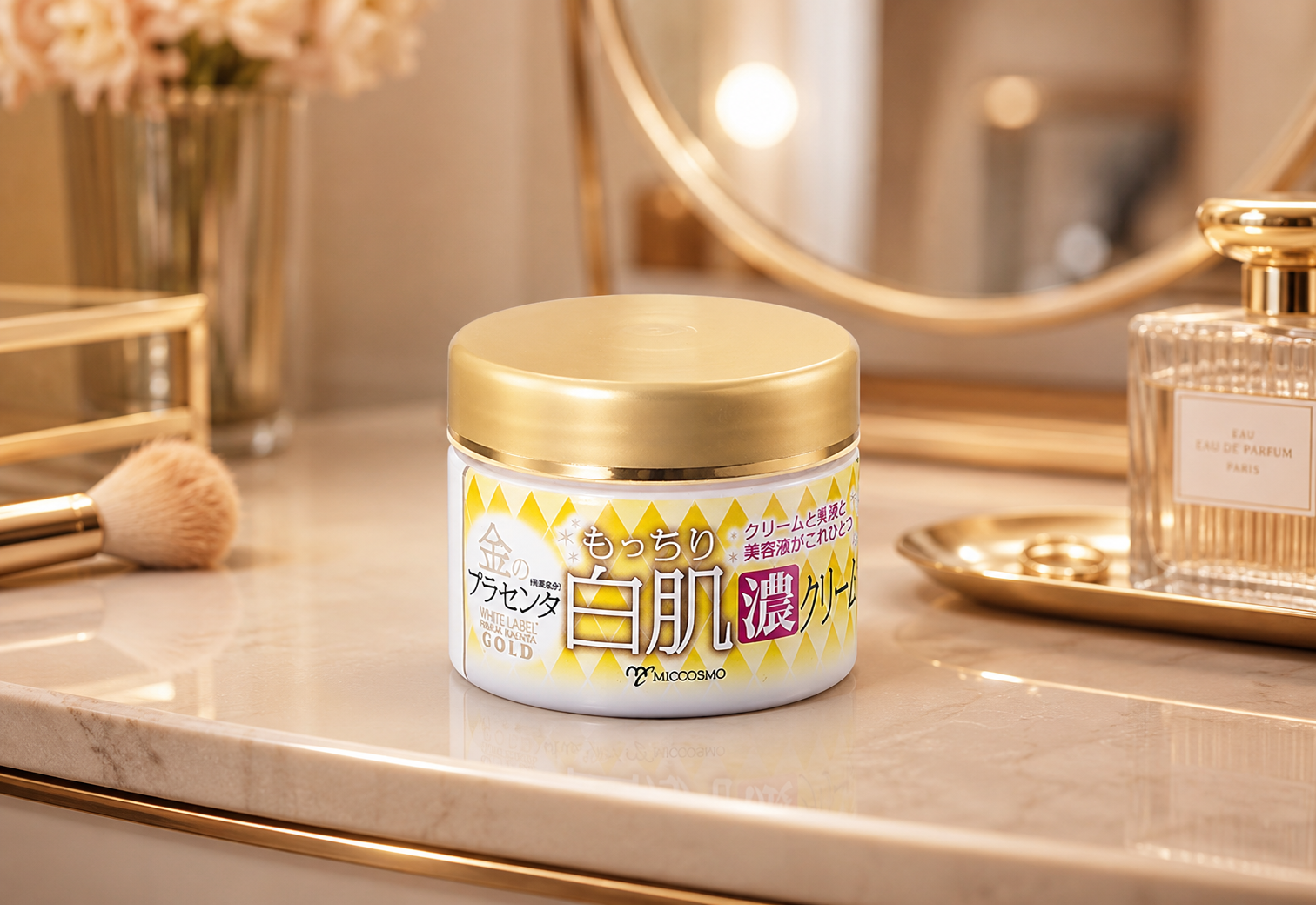 Kem Miccosmo White Label® Placenta Rich Gold Cream dưỡng trắng sáng da, cấp ẩm, chậm lão hóa (Hũ 60g)
