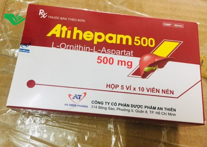 Thuốc Atihepam 500 An Thiên điều trị viêm gan mạn tính, gan nhiễm mỡ, bệnh não gan (5 vỉ x 10 viên)