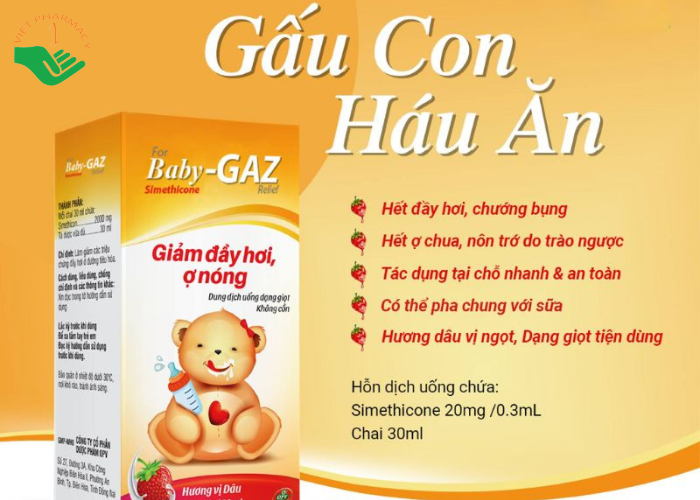 Thuốc Babygaz hương dâu giảm các triệu chứng đầy hơi ở đường tiêu hóa (30ml)