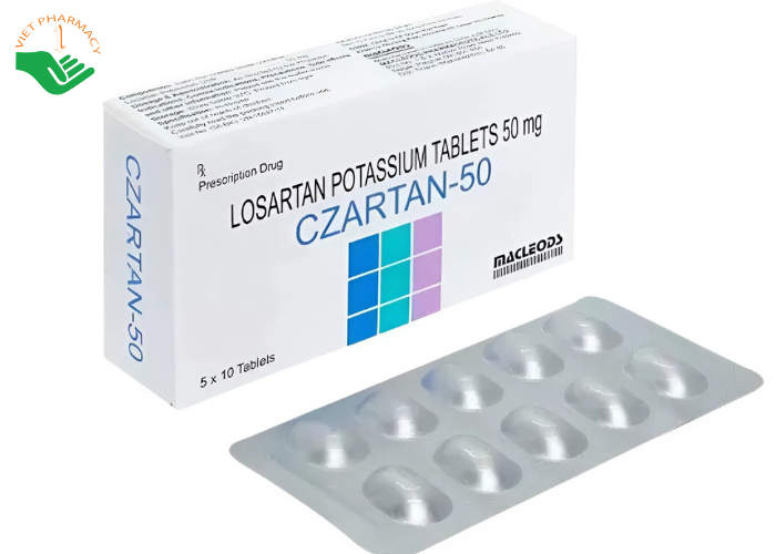 Thuốc Czartan-50 điều trị tăng huyết áp (5 vỉ x 10 viên)