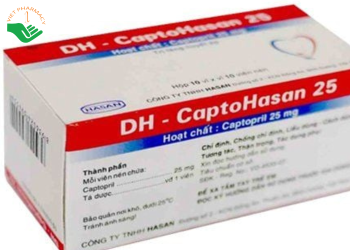 Thuốc DH - CaptoHasan 25 điều trị tăng huyết áp, suy tim (10 vỉ x 10 viên)