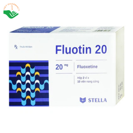 Thuốc Fluotin 20 Stella điều trị trầm cảm, rối loạn xung lực cưỡng bức ám ảnh (2 vỉ x 10 viên)
