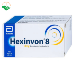 Thuốc Hexinvon 8 Glomed điều trị tiết chất nhầy bất thường trong viêm phế quản cấp tính và mạn tính (10 vỉ x 10 viên)