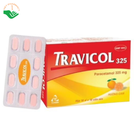 Thuốc Travicol 325mg giúp giảm đau, hạ sốt (100 viên)