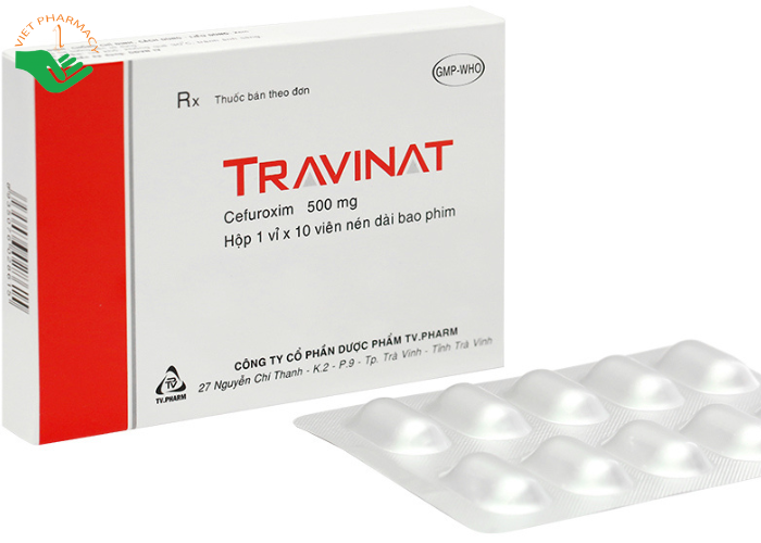 Thuốc Travinat 500mg trị nhiễm khuẩn (1 vỉ x 10 viên)
