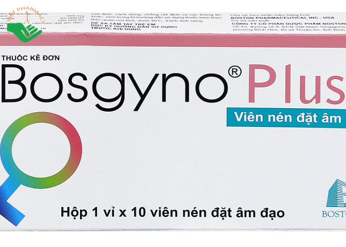 Viên đặt âm đạo Bosgyno Plus trị viêm âm đạo (1 vỉ x 10 viên)