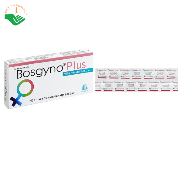 Viên đặt âm đạo Bosgyno Plus trị viêm âm đạo (1 vỉ x 10 viên)