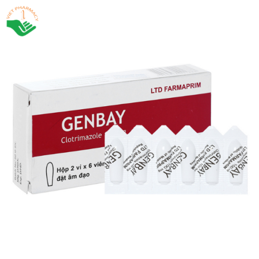 Viên đặt âm đạo Genbay Farmaprim điều trị nhiễm khuẩn, viêm, nấm (2 vỉ x 6 viên)