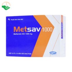 Viên nén Metsav 1000 Savi điều trị bệnh đái tháo đường típ 2 (10 vỉ x 10 viên)