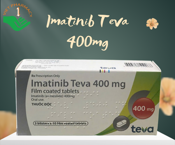 Thuốc Imatinib Teva 400mg dùng trong điều trị ung thư bạch cầu tuỷ mạn (3 vỉ x 10 viên)