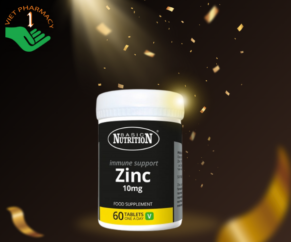 Viên uống Basic Nutrition Zinc 10mg tăng cường sức đề kháng, sức khỏe (Hộp 60 viên)